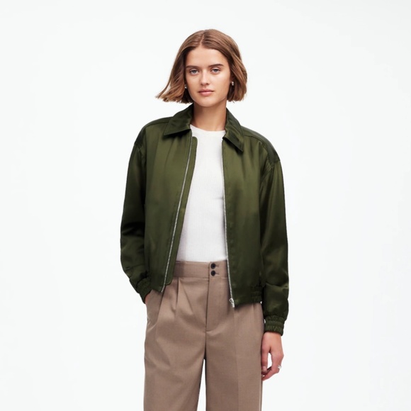 New MADEWELL Size S Relaxed Zip-Front Bomber Jacket Mossy Umber NT115 - Picture 1 of 6